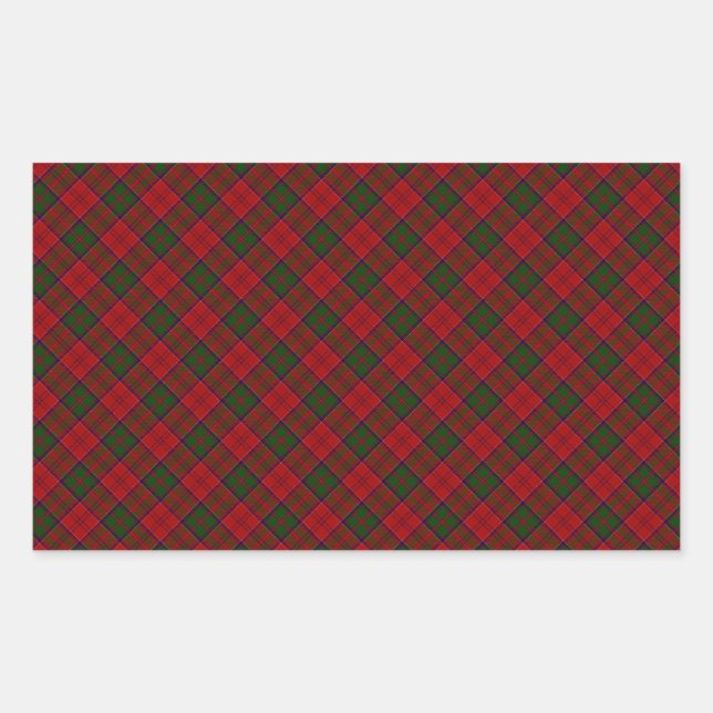 Pegatina Rectangular Impresión diseñada por Grant Clan Tartan (Anverso)
