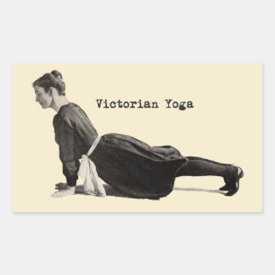 Pegatina Rectangular Impresión vintage victoriana de mujer en postura d