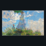 Pegatina Rectangular Impresionismo de Monet Woman Parasol<br><div class="desc">Claude Monet Impresionsionism Masterpiece - Una mujer con parosol fue pintada por el impresionista francés Claude Monet en 1875. Muestra a una mujer con una sombrilla y un niño pequeño, que es Madame Monet y su hijo. Esta pintura impresionista es una de las famosas de Monet, que muestra un hermoso...</div>