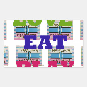 Pegatina Rectangular Imprimir arte de Amar Comer Jugar Hakuna Matata