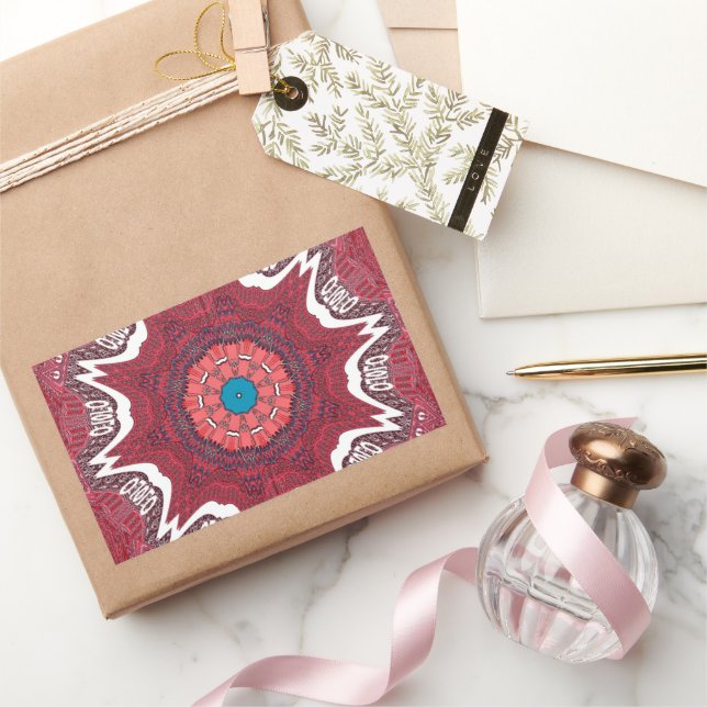 Pegatina Rectangular Imprimir arte de patrón tribal étnico sindhi (Regalar)