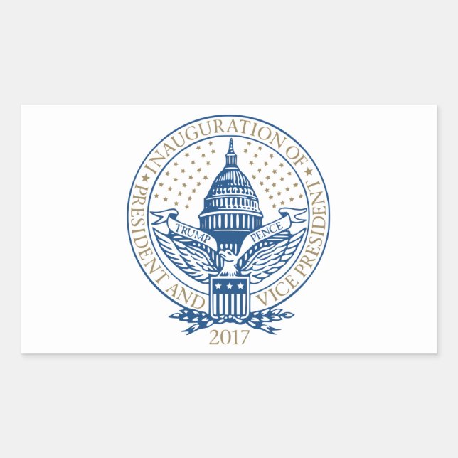 Pegatina Rectangular Inauguración presidencial Verja Trump 2017 (Anverso)
