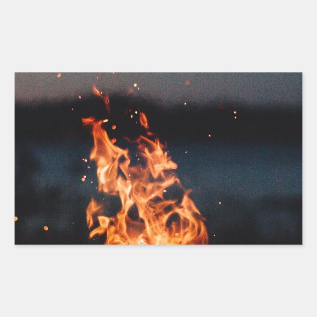 Pegatina Rectangular incendio nocturno (Anverso)
