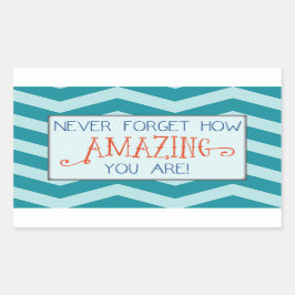 Pegatina Rectangular Increíble aliento con Verde azulada franja de chev