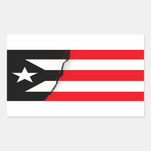Pegatina Rectangular Independencia de Puerto Rico Bandera blanca y negr