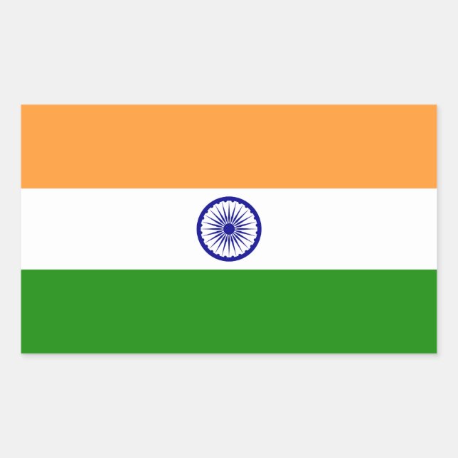 Pegatina Rectangular India - Bandera nacional india (Anverso)