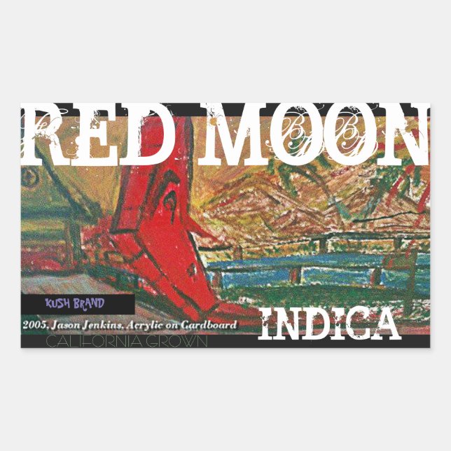 PEGATINA RECTANGULAR INDICA LUNA ROJA (Anverso)