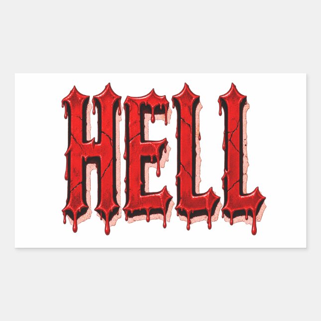 Pegatina Rectangular Infierno - Letra gótica de terror con goteo de san (Anverso)