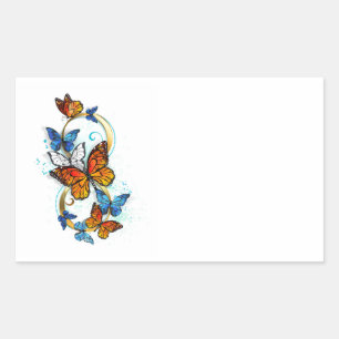 Pegatina Rectangular Infinidad de Mariposas Monarca