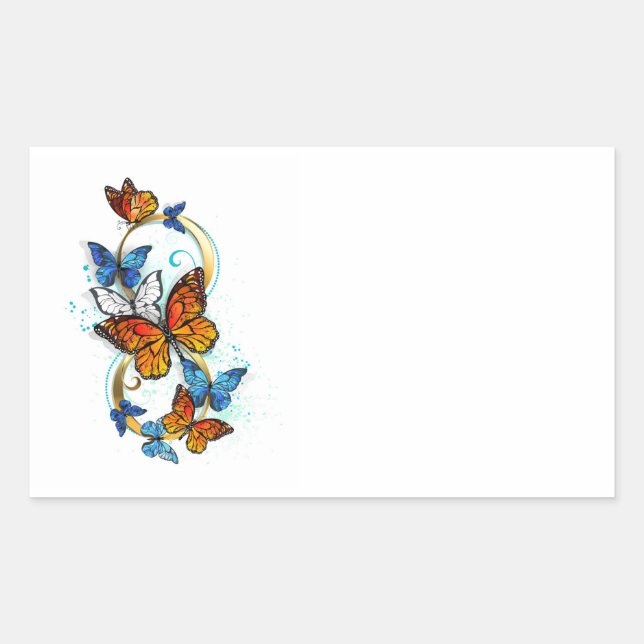 Pegatina Rectangular Infinidad de Mariposas Monarca (Anverso)