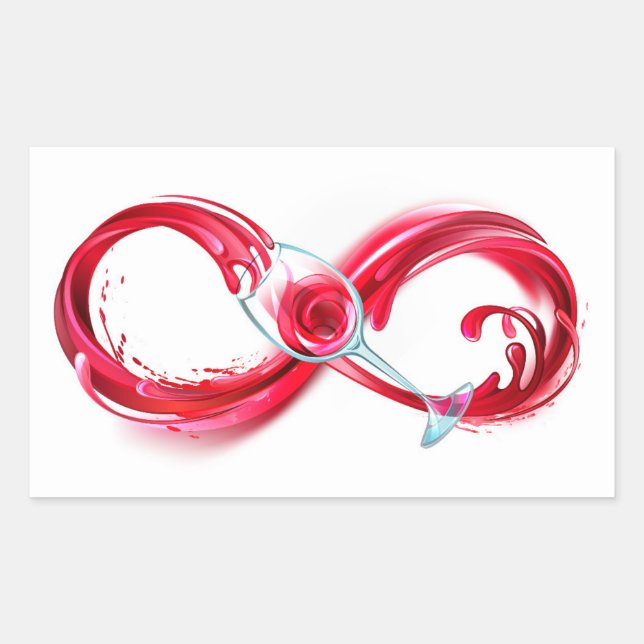 Pegatina Rectangular Infinity with Red Wine (Anverso)