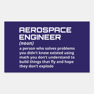 Pegatina Rectangular Ingeniero aeroespacial: divertida definición W-1