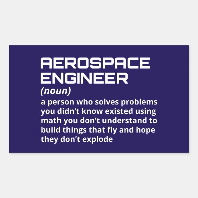 Pegatina Rectangular Ingeniero aeroespacial: divertida definición W-1 (Anverso)