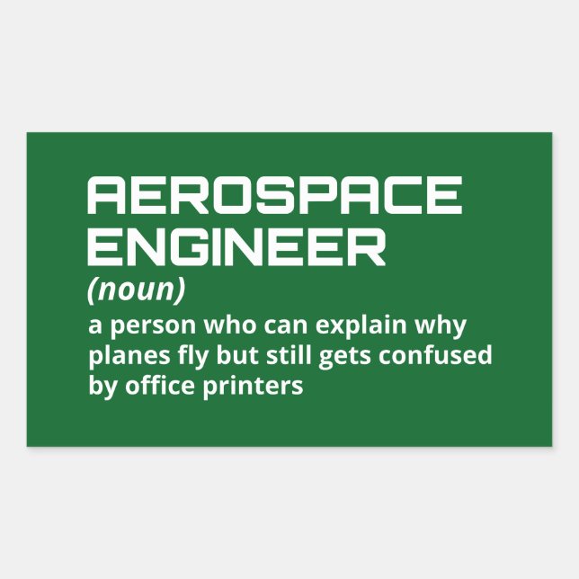 Pegatina Rectangular Ingeniero aeroespacial: divertida definición W-5 (Anverso)