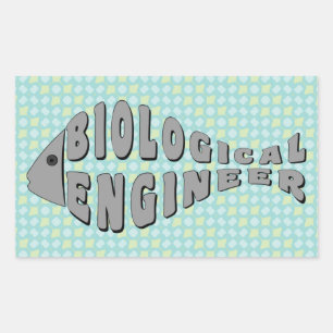 Pegatina Rectangular Ingeniero Biológico Gray Fish