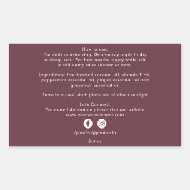 Pegatina Rectangular Ingredientes de productos de belleza orgánica Borg