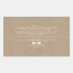 Pegatina Rectangular Ingredientes de productos de belleza orgánica Kraf