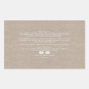 Pegatina Rectangular Ingredientes de productos de belleza orgánica Kraf