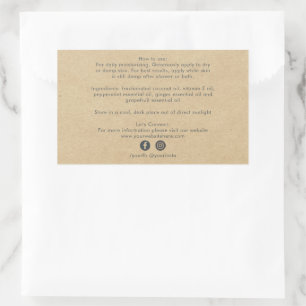 Pegatina Rectangular Ingredientes de Productos de Belleza Orgánicos Kra