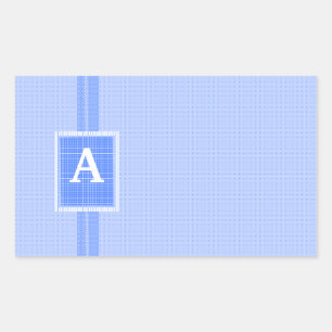 Pegatina Rectangular Inicial monogramado azul