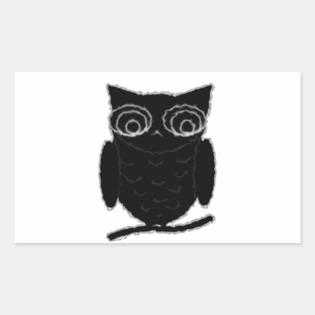 Pegatina Rectangular Inkblot Owl (Anverso)