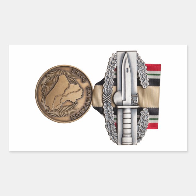 Pegatina Rectangular Insignia de acción de combate de la OIF (Anverso)