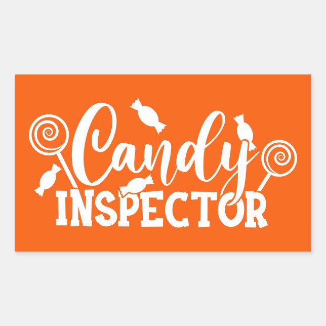 Pegatina Rectangular Inspector de velas de Halloween (Anverso)