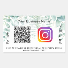 Pegatina Rectangular Instagram de código qr de Eucalyptus greenery busi