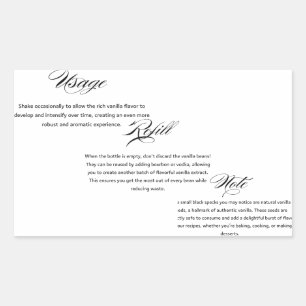 Pegatina Rectangular Instrucciones de extracción de vainilla casera