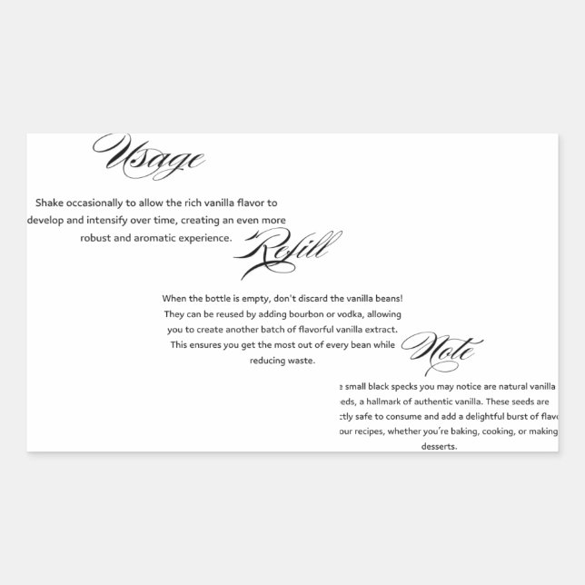 Pegatina Rectangular Instrucciones de extracción de vainilla casera (Anverso)