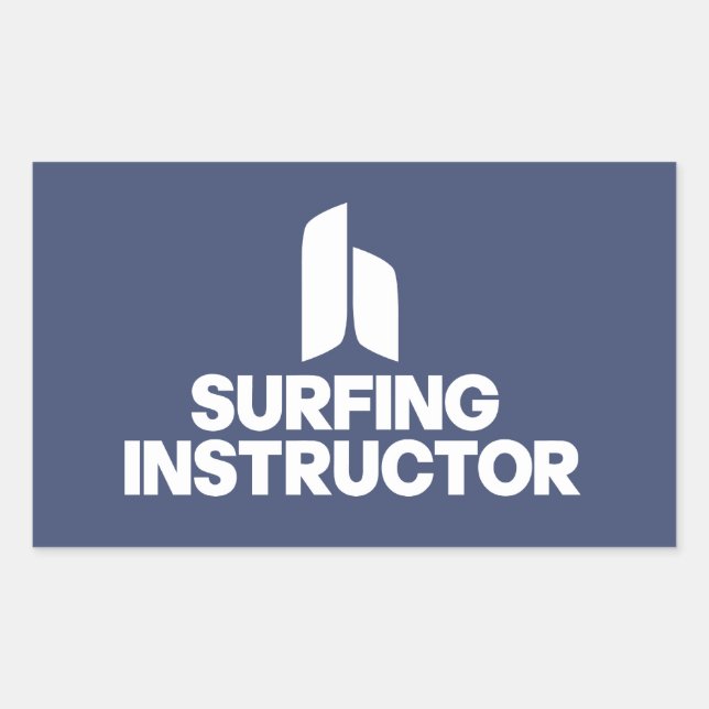 Pegatina Rectangular Instructor de Surfing (Anverso)