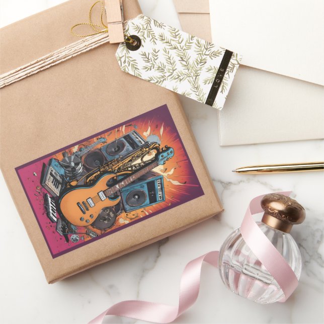 Pegatina Rectangular Instrumentos musicales (Regalar)