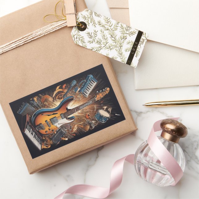 Pegatina Rectangular Instrumentos musicales (Regalar)