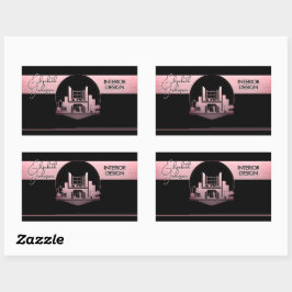 Pegatina Rectangular Interior Design or Architect Logo Black and Rose 