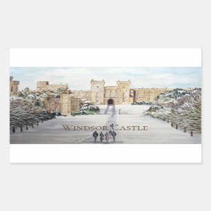 Pegatina Rectangular Invierno en la pintura panorámica del Castillo de