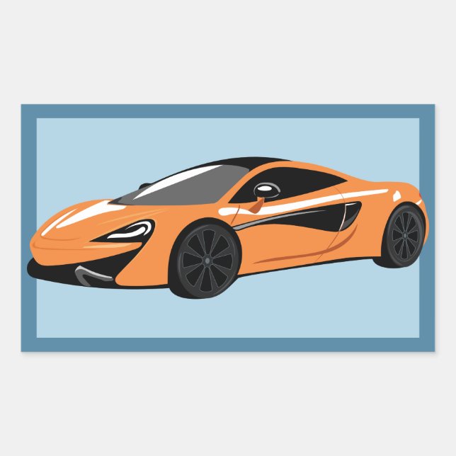 Pegatina Rectangular Invitación a un coche deportivo naranja (Anverso)