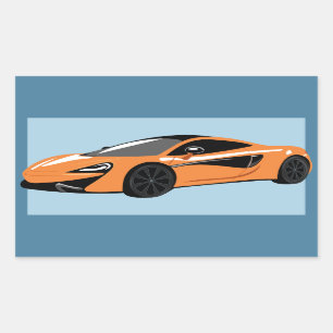 Pegatina Rectangular Invitación a un coche deportivo naranja