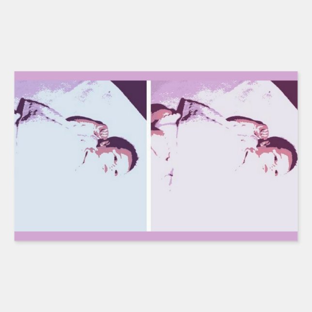 Pegatina Rectangular Invitación de bebé gemelos (Anverso)