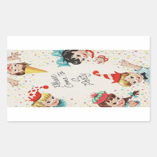 Pegatina Rectangular Invitación de cumpleaños para niños de Vintage Ret