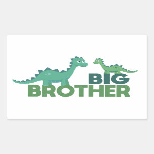 Pegatina Rectangular Invitación del hermano mayor de Dinosaurio