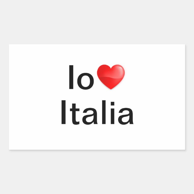 Pegatina Rectangular Io amo Italia (Anverso)