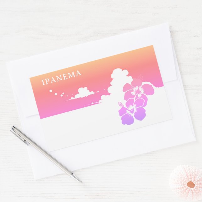 Pegatina Rectangular IPANEMA Hibiscus Blue Sky Rectangle (Sobre)