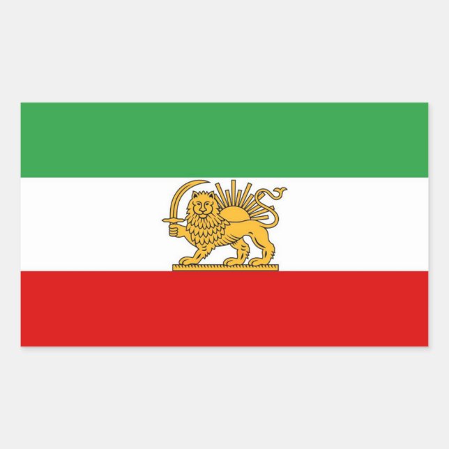 Pegatina Rectangular IRAN Lion and Sun Flag LARGE Sticker (Anverso)