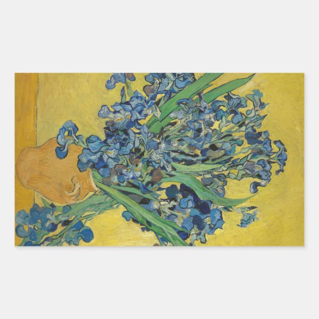 Pegatina Rectangular Iris de Van Gogh (Anverso)