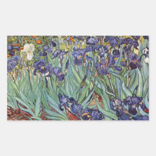 Pegatina Rectangular Iris de Van Gogh Pintura Impresionista