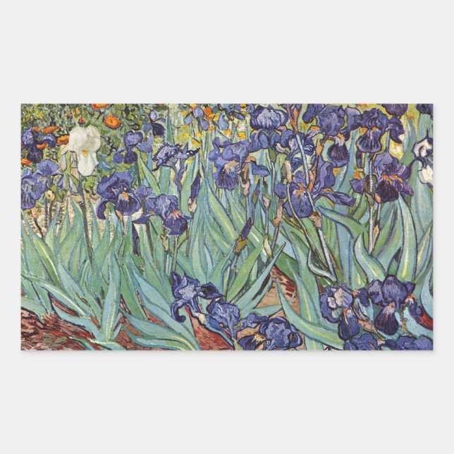 Pegatina Rectangular Iris de Van Gogh Pintura Impresionista (Anverso)