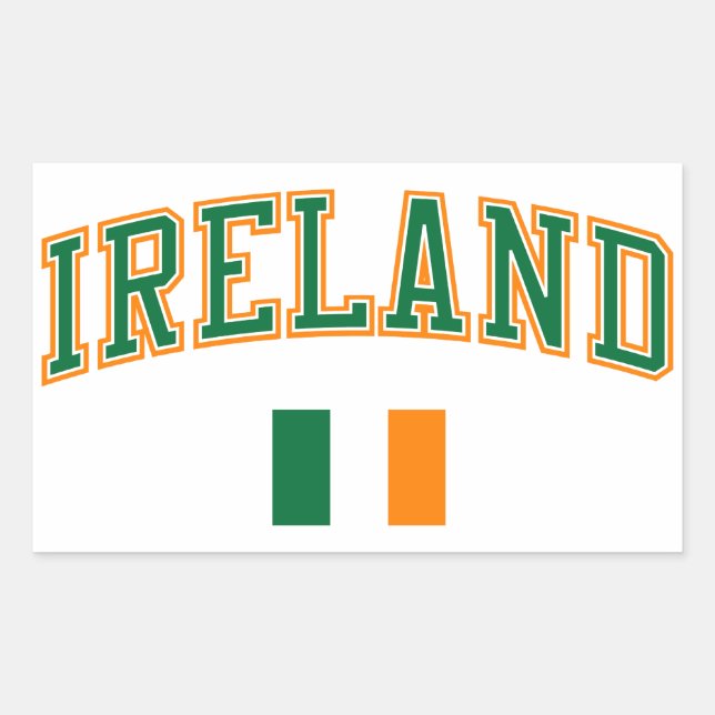 Pegatina Rectangular Irlanda + bandera (Anverso)