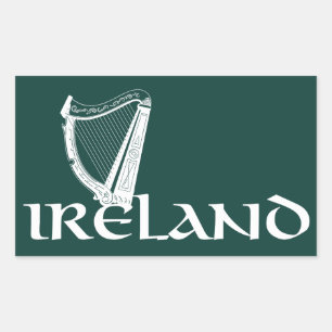 Pegatina Rectangular Irlandés Harp Design, Irish Harp