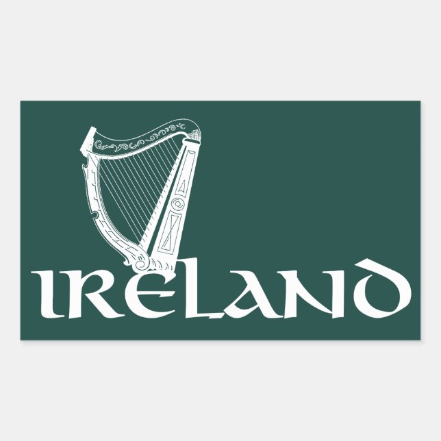 Pegatina Rectangular Irlandés Harp Design, Irish Harp (Anverso)