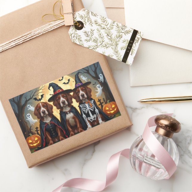 Pegatina Rectangular Irlandés Red Setter Dogs Pumpkin Halloween Funny (Regalar)